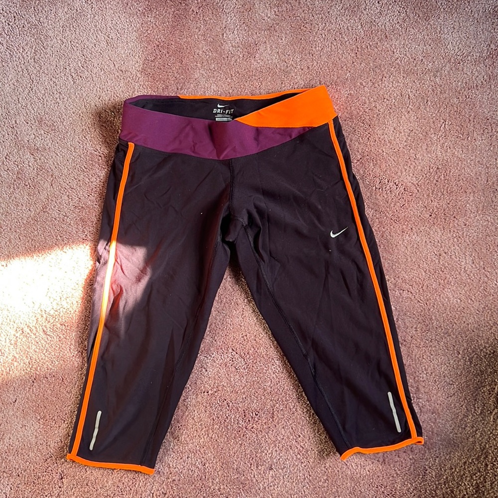 Nike purple and orange cropped leggings, medium